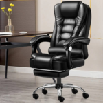 GameLab Workspace Executive Chair with Footrest Polished Aluminum Black