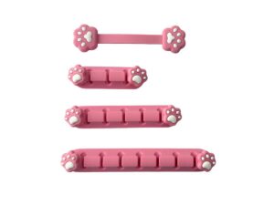 Playmax Paw Print Cable Management Pink White 4pc Set