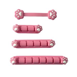 Playmax Paw Print Cable Management Pink White 4pc Set