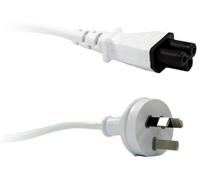 2m White Power Cable 3-Pin to C5 Clover