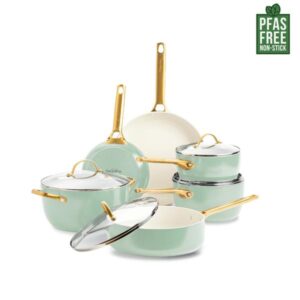 Greenpan Padova 6 (10) Piece Pfas Free Cookset Mint Green