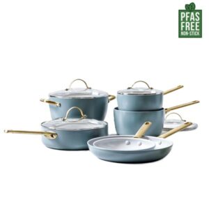 Greenpan Padova 6 (10) Piece Pfas Free Cookset Smokey Blue