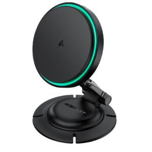Acefast Premium 15W Magnetic Wireless Car Charger with Foldable 3-Axis Dashboard and Phone Mount