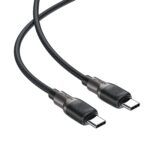 Acefast 3A/60W Braided Cable w Silicon Inner Sheath USB-C to USB-C Black