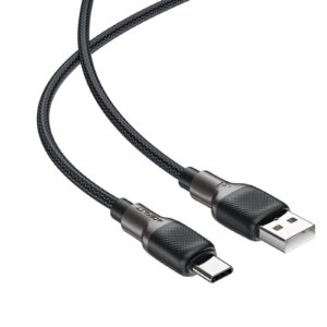 Acefast 3A/60W Braided Cable w Silicon Inner Sheath USB-A to USB-C Black