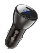 Acefast 60W Dual USB-C Super Fast Car Charger w/ Digital Display, Transparent Body