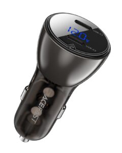 Acefast 60W Dual USB-C Super Fast Car Charger w/ Digital Display, Transparent Body