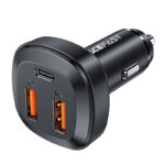 Acefast 66W 3-Port Super Fast Car Charger USB-A UAB-C Zinc Alloy Body