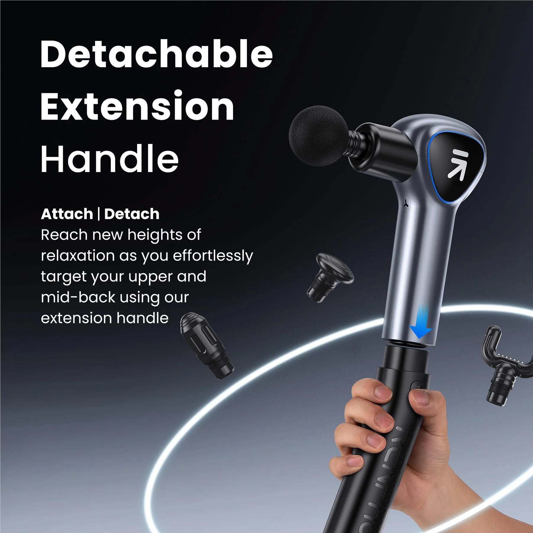 Renpho Reach Professional Massage Gun w Extendable Handle