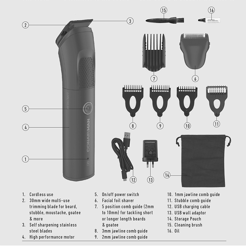 ConairMan The Metalcraft Beard and Stubble Hair Trimmer