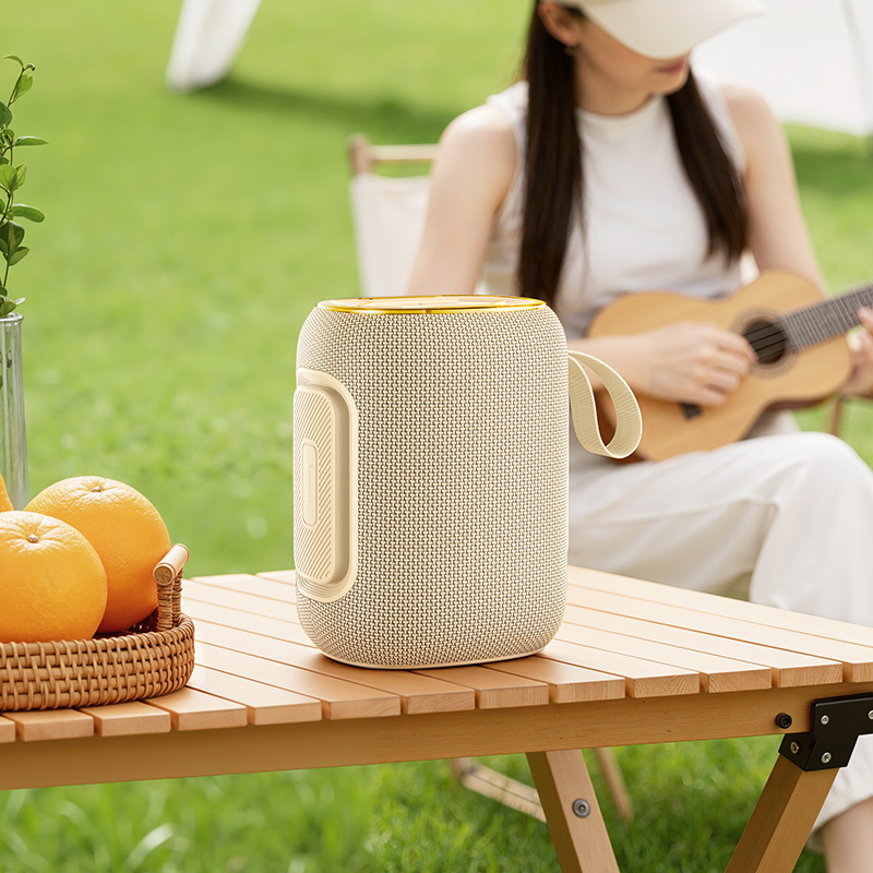 Hoco 10W LED Bluetooth Speaker w Multi-Mode Playback Beige White