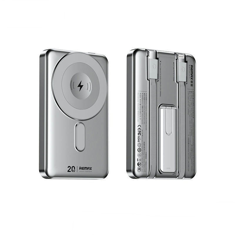 Remax CX-2 10000mAh 20W Magnetic Wireless Power Bank Silver
